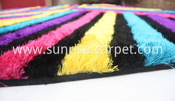 Thin Polyester Shaggy Rug with 3D design